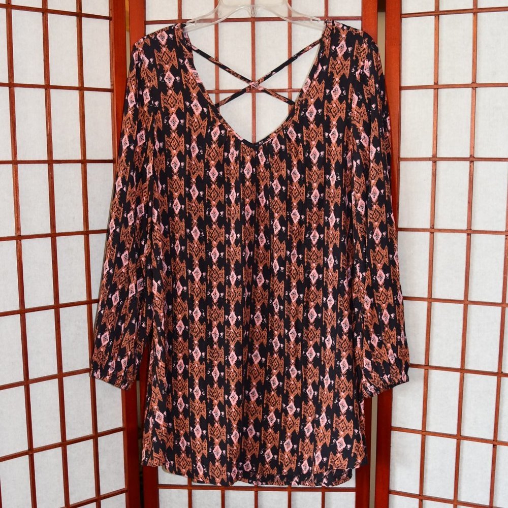 Billabong Aztec Print Long-Sleeve Mini Dress